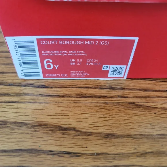 Nike Blue Black White Court Borough Mid High-Top Shoes Kicks Sneakers - Picture 8 of 8